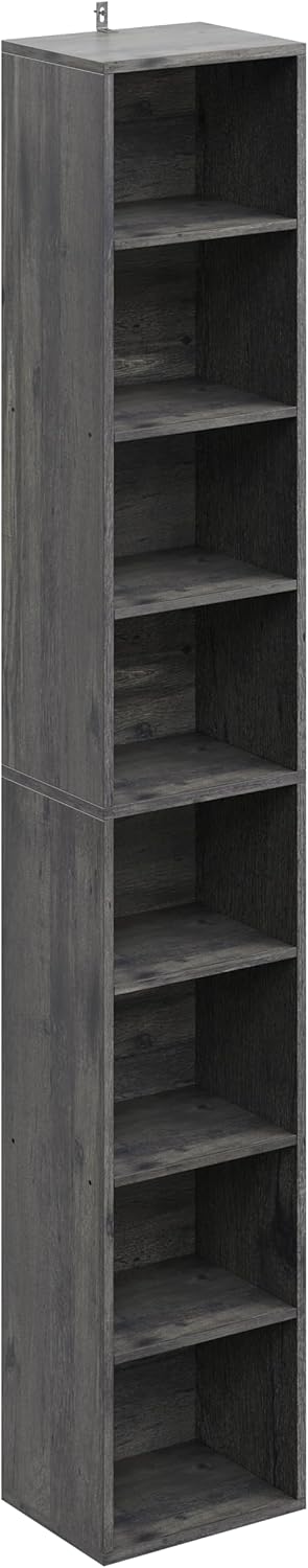 IRONCK Tall Narrow Bookshelf 8 Tiers for Compact Spaces