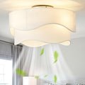 Flush Mount Ceiling Fan with Lights 20in Boho Caged Fandelier - Low