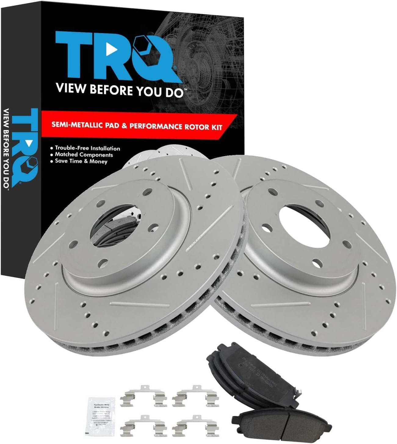 TRQ Front Performance Brake Pad & Rotor Kit for Nissan Quest