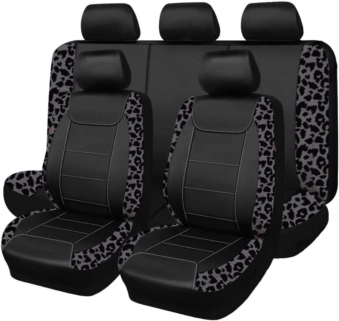 Flying Banner Carbon Fiber Leather Vehicle Seat Covers - 8PCS