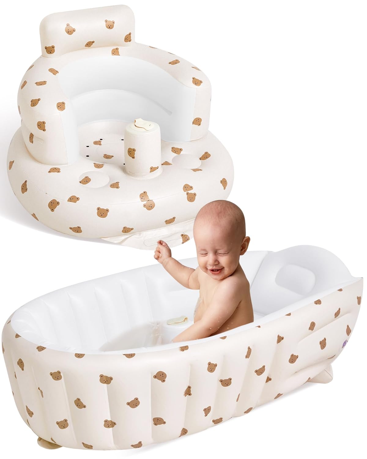 Inflatable Baby Seat and Bathtub Set for 3-36 Months Old