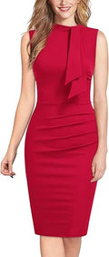 Miusol Women's Retro 1950s Ruffle Cocktail Pencil Dress - Vintage Tie