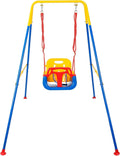 3-in-1 Toddler Swing Set Foldable Metal A-Frame Stand - Portable Play