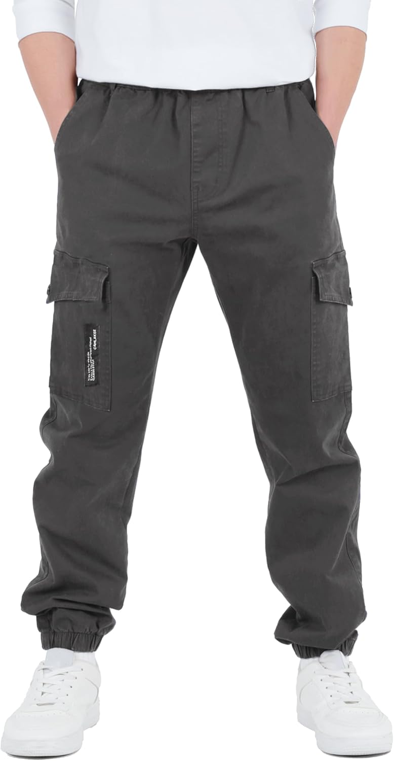 Boys Cargo Pants Stretch Elastic Waist for Active Kids