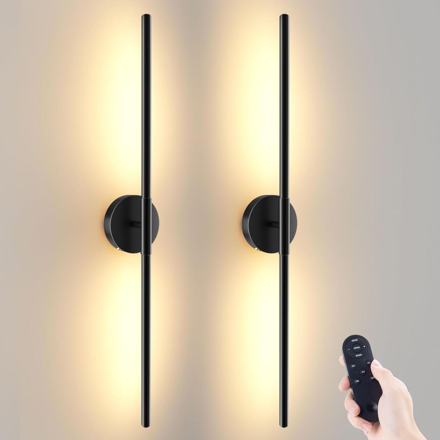 Battery Operated Wall Sconces Set of 2 with Remote Control