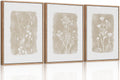 Neutral Botanical Wall Art Set of 3, 24x36 in - Vintage Boho Floral