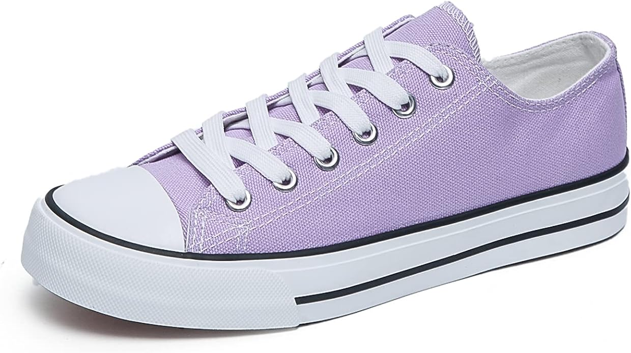 SHCRTK Womens Low Top Lace Up Canvas Sneakers for Comfort