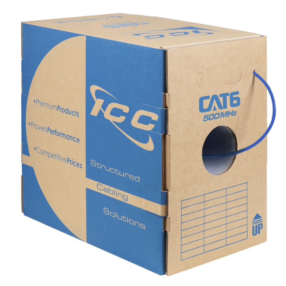 ICC Cat6 CMP Plenum 1000ft UTP Ethernet Cable for Safe Installations