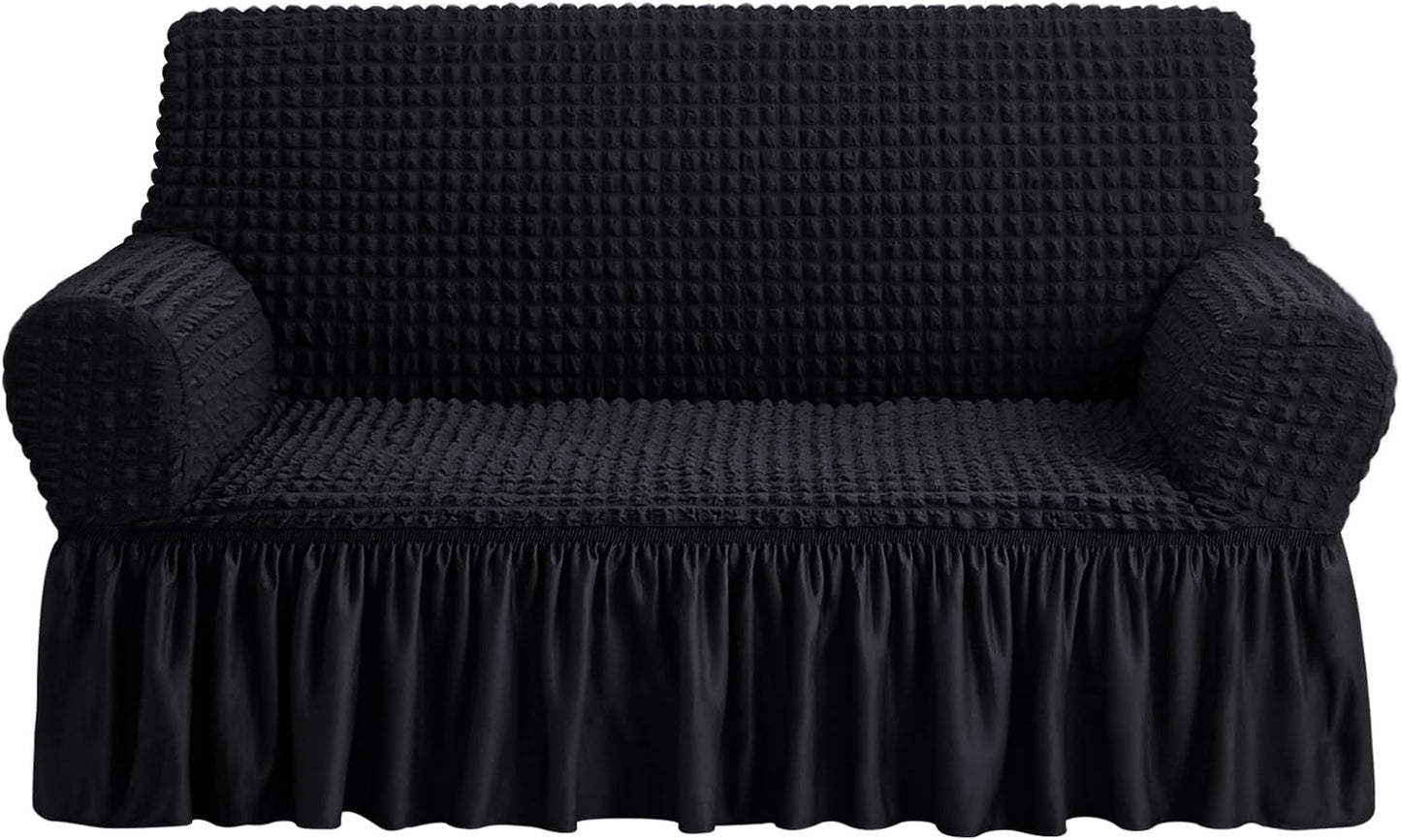 NICEEC Loveseat Slipcover Black Cover for 2 Seater Sofa Couch