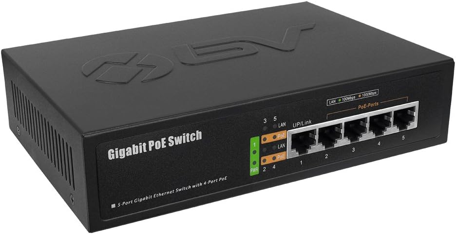 BV-Tech 5 Port Gigabit PoE+ Switch with 4 PoE+ Ports