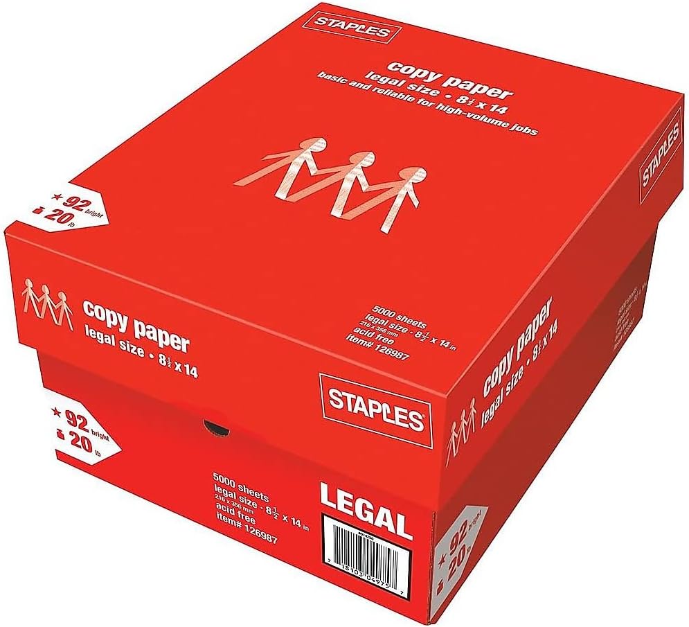 Staples 8.5-Inch x 14-Inch Copy Paper for Everyday Use