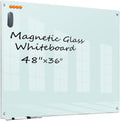 KIZZBY Glass Dry Erase White Board 48in x 36in - Sleek Frameless