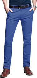 Match Men's Flat Front Casual Pants with Slim Tapered Design