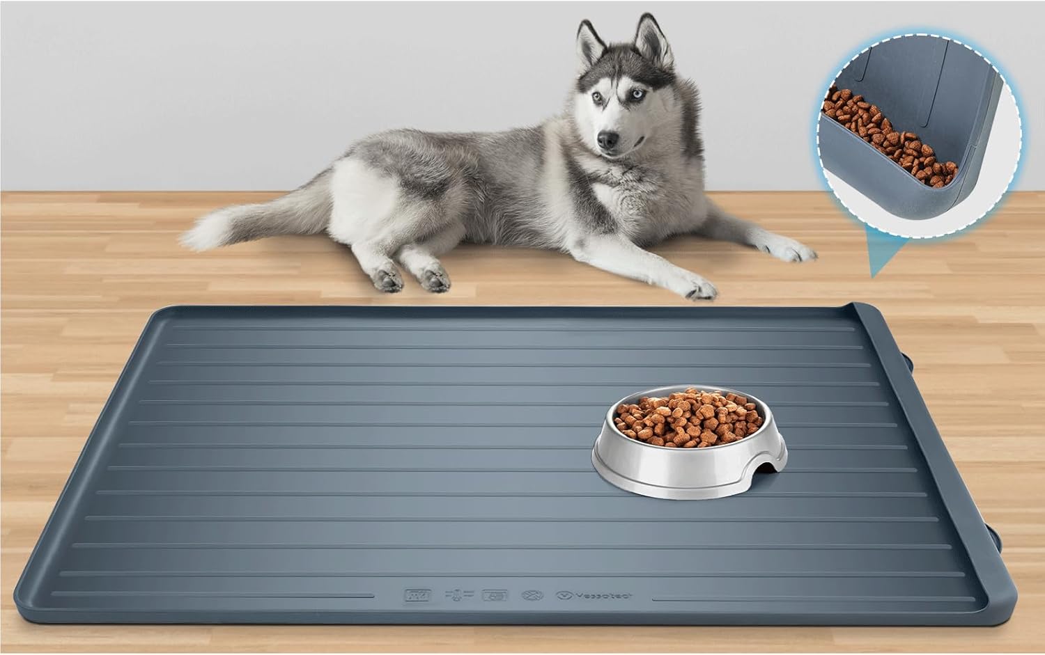 Dog Feeding Mat - Large Silicone Pet Food Mat with Pocket Design