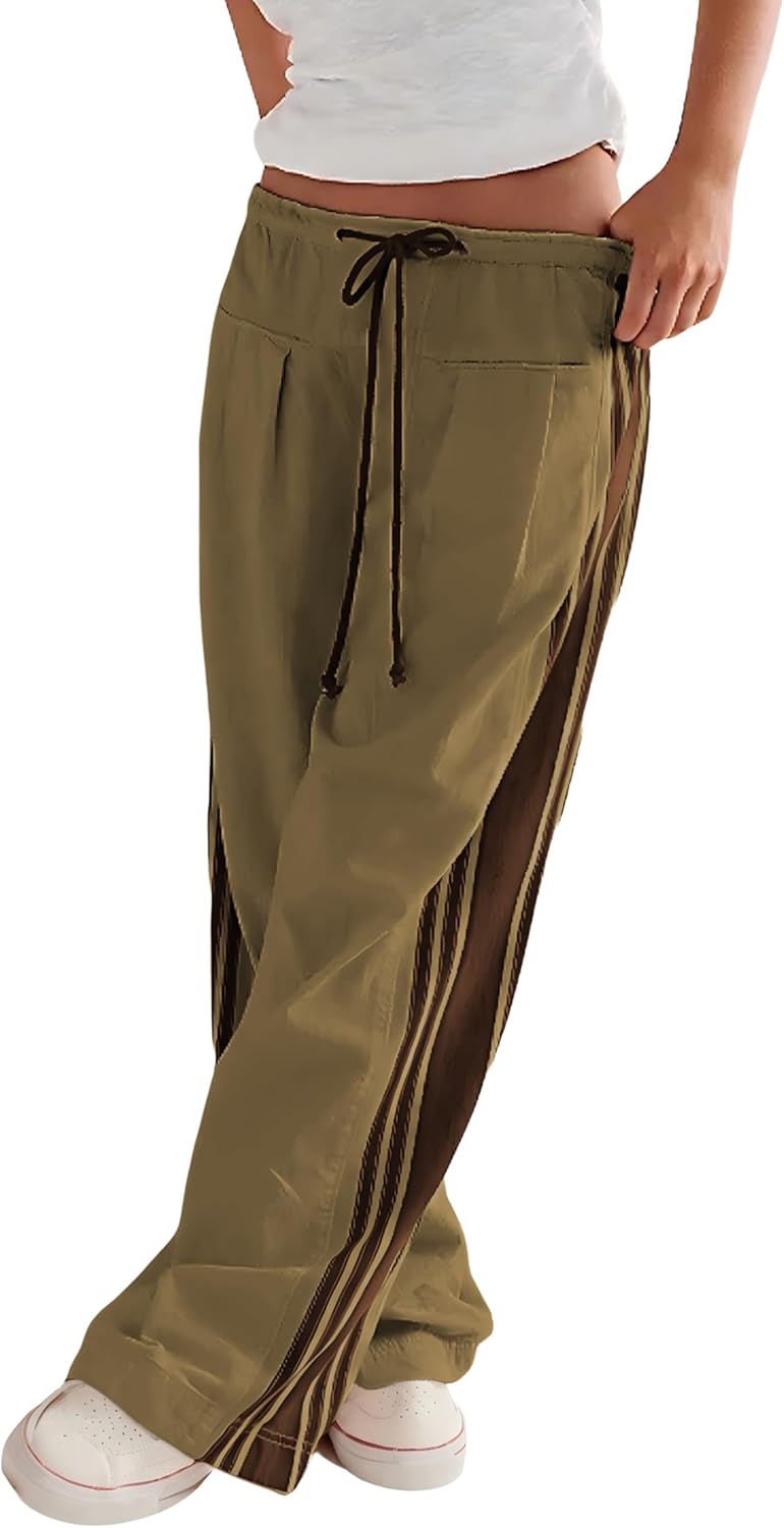 Hongsui Women's Wide Leg Pants with Drawstring and Pockets