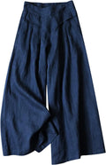 Culottes Linen Blend Wide Leg Pants - Comfortable Summer Palazzo
