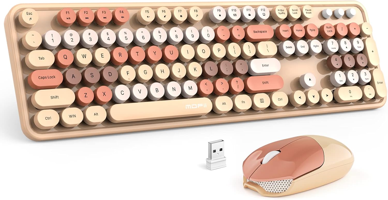 MOFII Milk Tea Wireless Combo - Full Size Keyboard & Cute Mouse