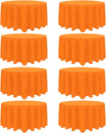8 Pack Orange Round Tablecloth 90 in - Stain and Wrinkle Resistant
