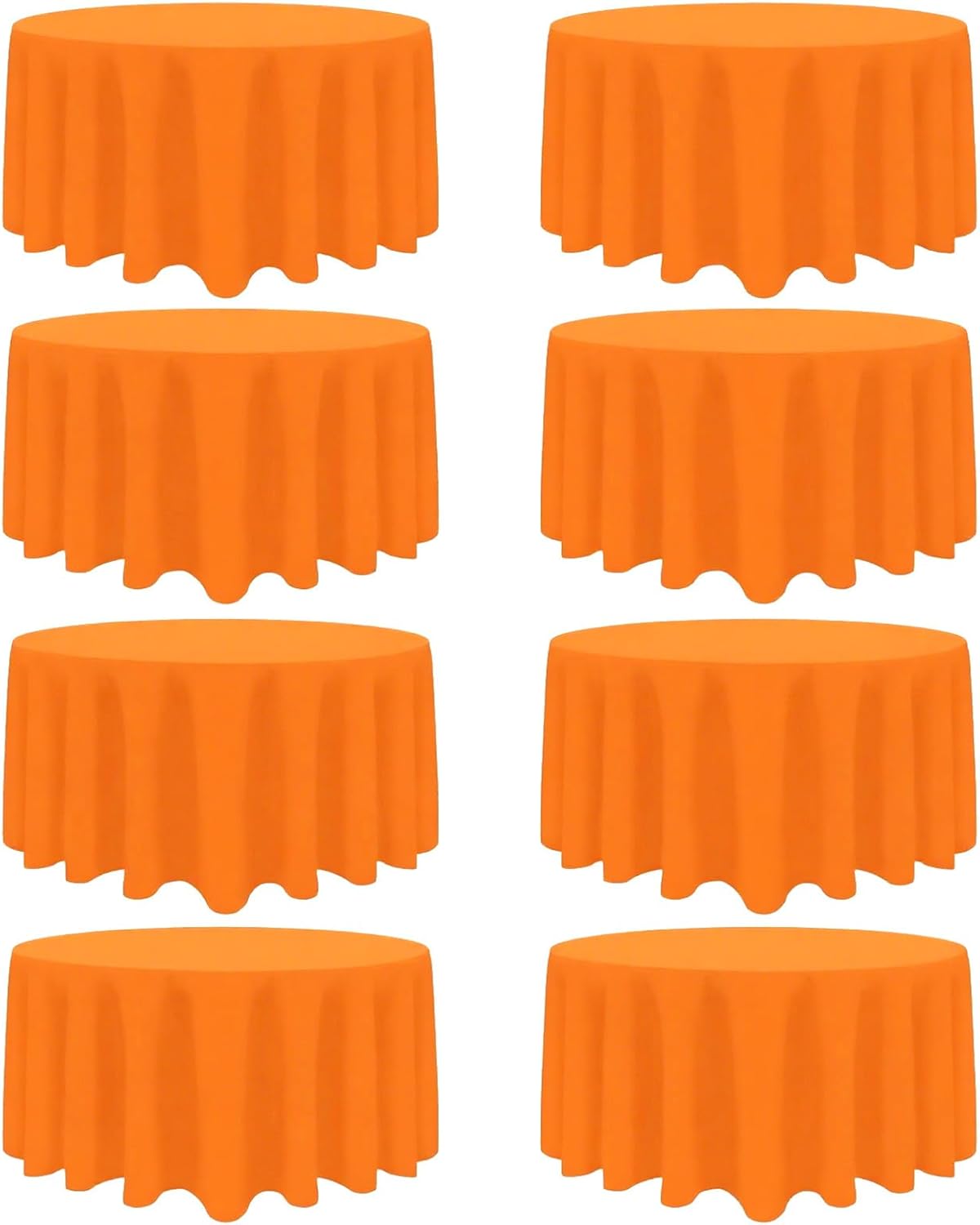 8 Pack 90 Inch Orange Round Tablecloths for Elegant Events