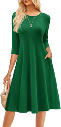 GRACE KARIN Womens A Line Midi Dress with Pockets - Casual Crew Neck