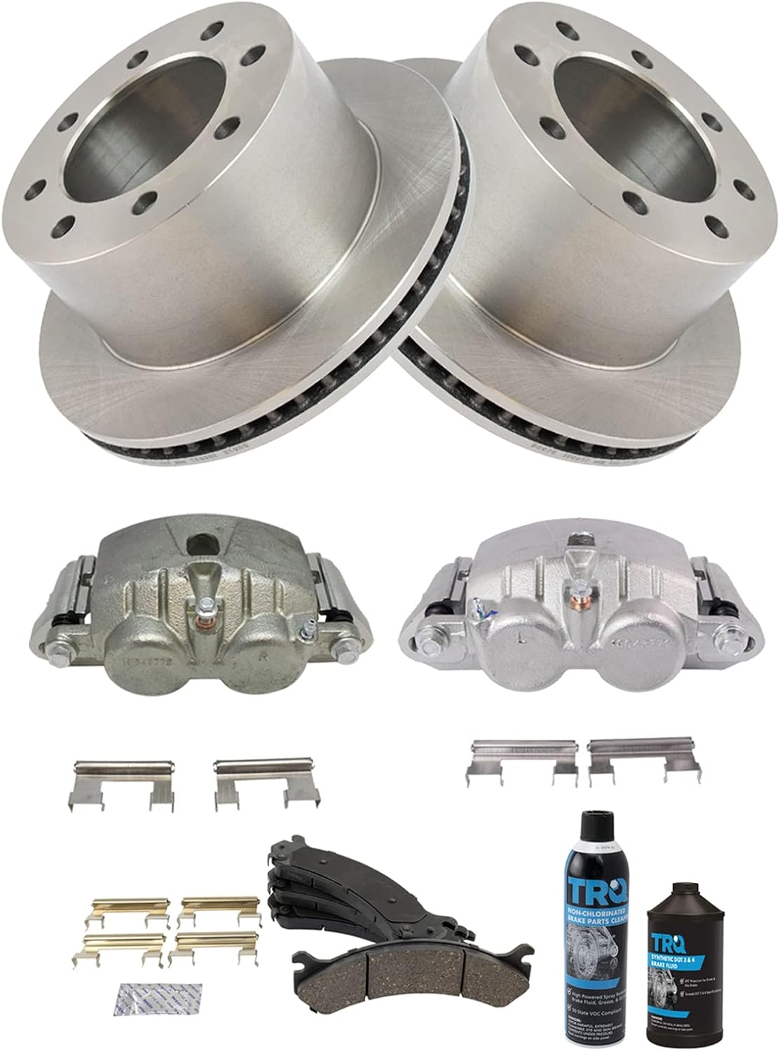 TRQ Rear Brake Pad Rotor & Caliper Kit for GM Dually Trucks