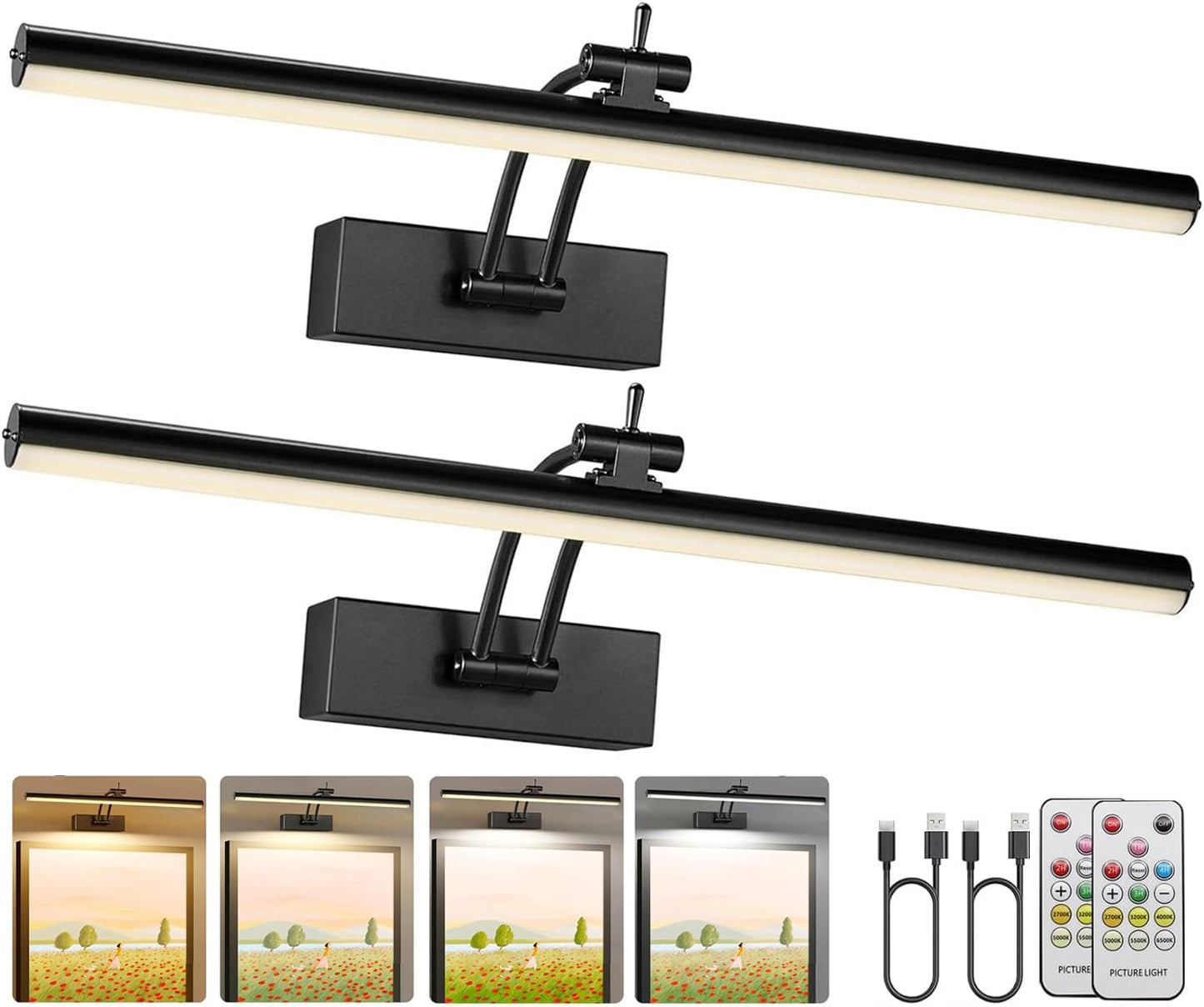2 Pack Picture Lights for Wall Battery Operated Art Lighting