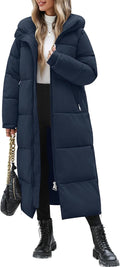 Women Long Winter Coat Quilted Puffer with Hood - Full Length Warm