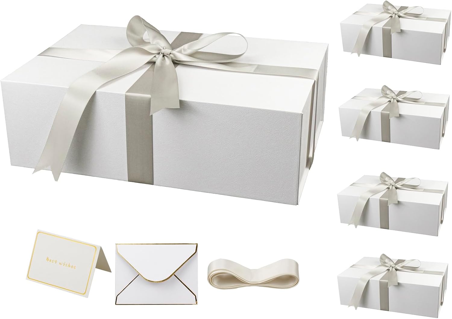 Large White Gift Boxes with Lid for All Occasions - 5 Pack