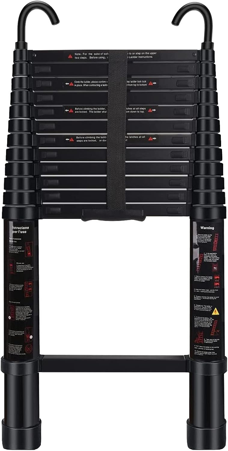 Telescoping Ladder 12.5 FT - Durable Folding Extension Ladder