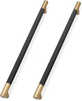 10 Pack Matte Black and Champagne Bronze 10 in Cabinet Pulls - Knurled
