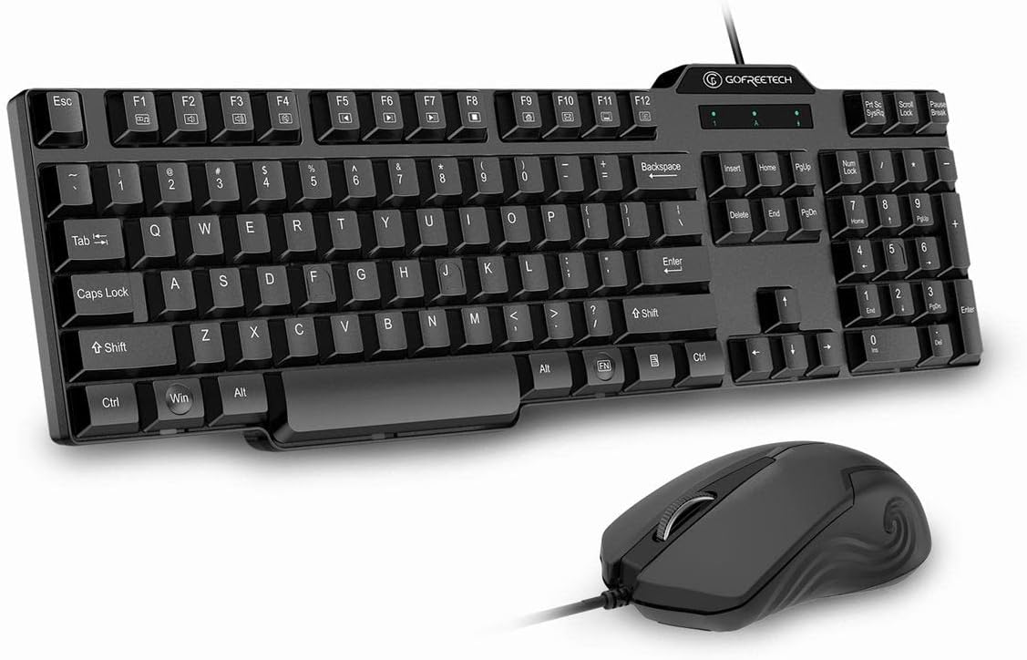 GOFREETECH Wired Keyboard & Mouse Combo: Easy Plug-and-Play Setup