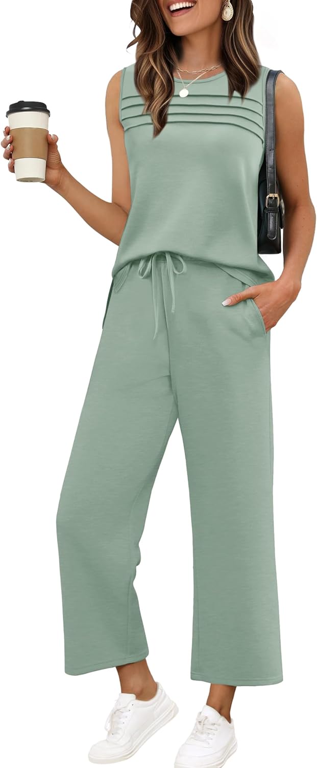 WIHOLL Two Piece Sets for Women Summer Outfits Matching Lounge