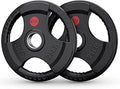 Rubber 2-in Olympic Grip Weight Plates Set - Durable, Low Bounce