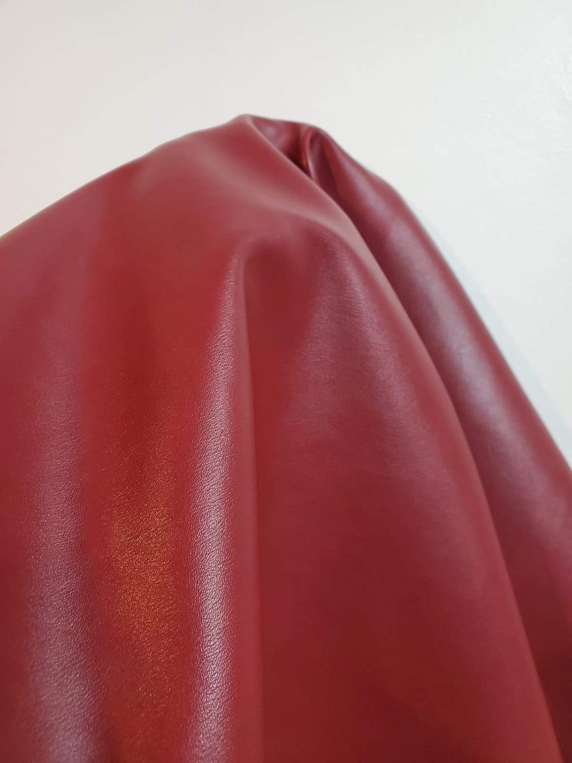 Burgundy Faux Smooth Leather Fabric for Upholstery Projects