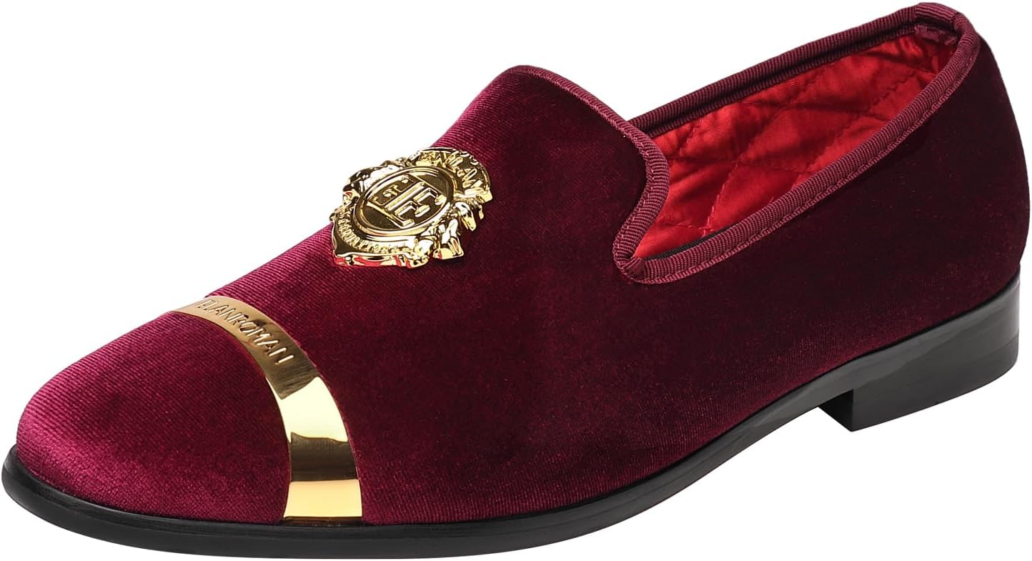 ELANROMAN Men's Velvet Loafers for Weddings and Parties