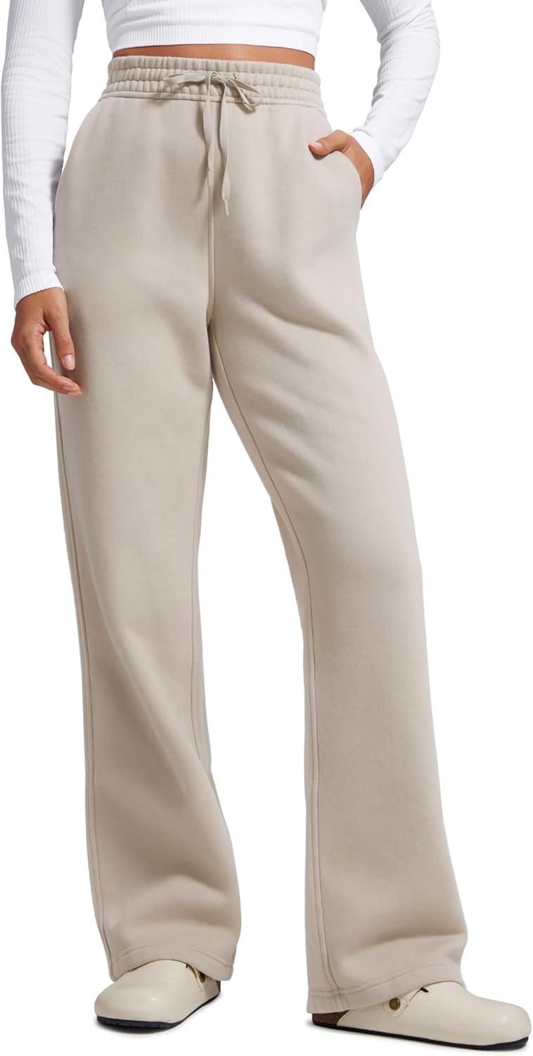 CRZ YOGA Cotton Fleece Lined Sweatpants for Women Comfort