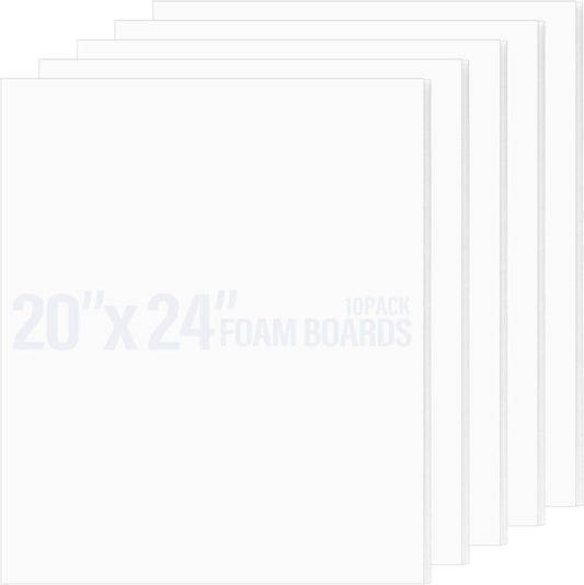 20x24 White Foam Boards for Crafts and Presentations - Pack of 10
