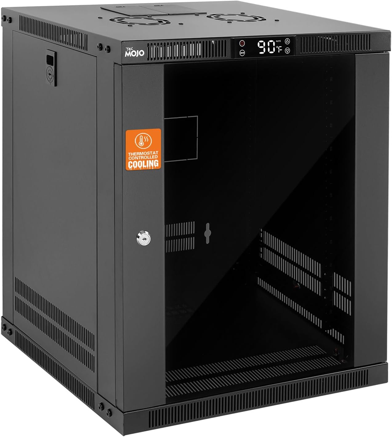 Tecmojo 12U Wall Mount Rack with Thermostat and Cooling Fans