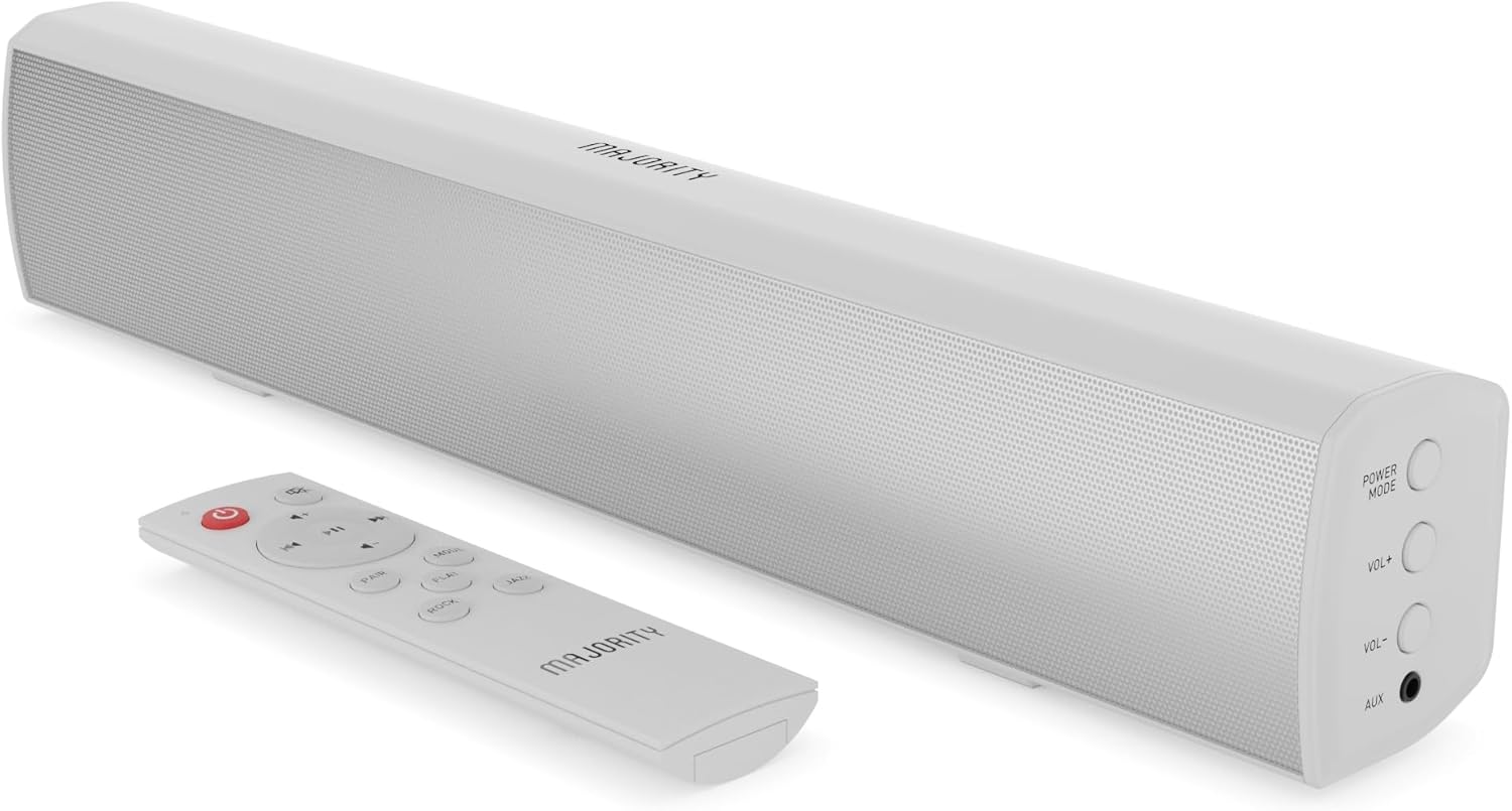 Majority Bowfell 15 Inch White Soundbar for TV and Gaming