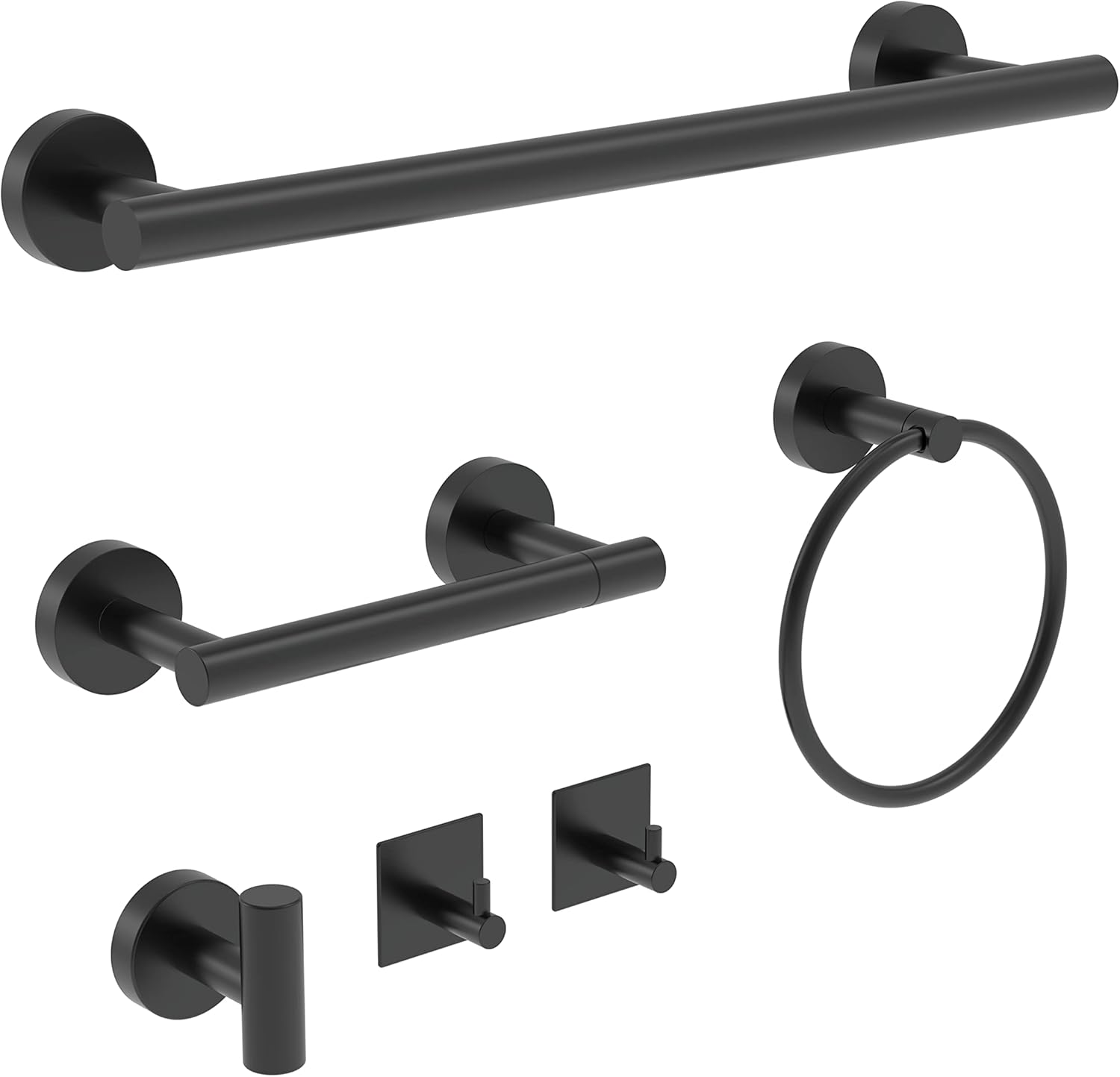 6 PCS Bathroom Hardware Set with Matte Black Finish for Style