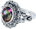 925 Sterling Silver Oval Mystic Topaz Statement Ring - Designer Gift