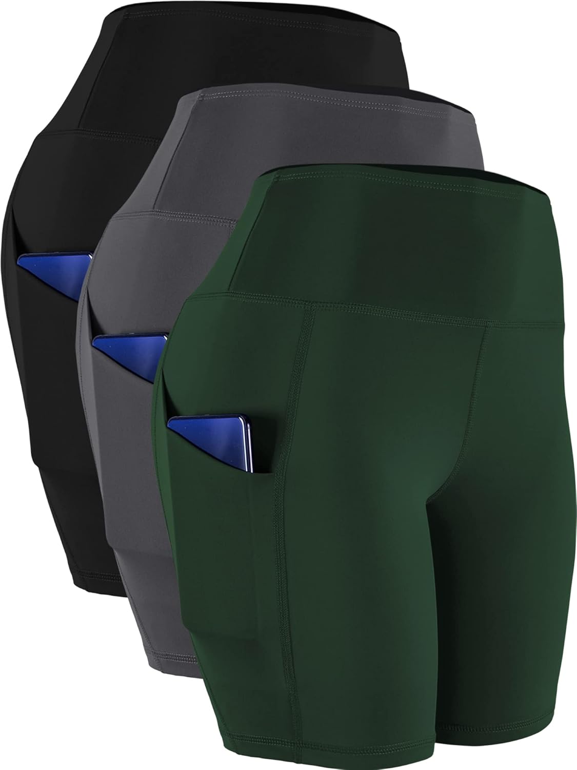 CADMUS Women's High Waist Spandex Yoga Shorts with Pockets