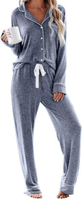 Aamikast Women's Pajama Sets Long Sleeve Button Down (Style WFPT)