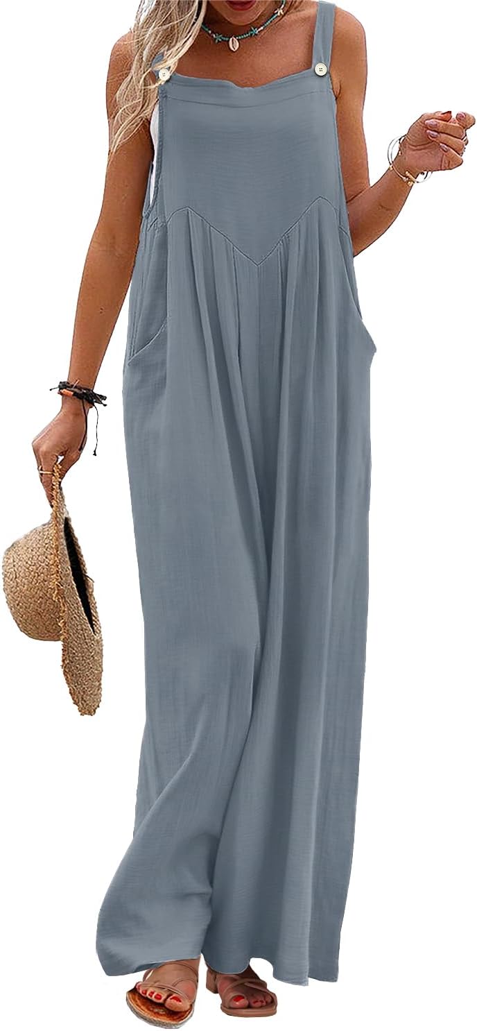 YESNO Women's Summer Casual Overalls Boho Floral Jumpsuits