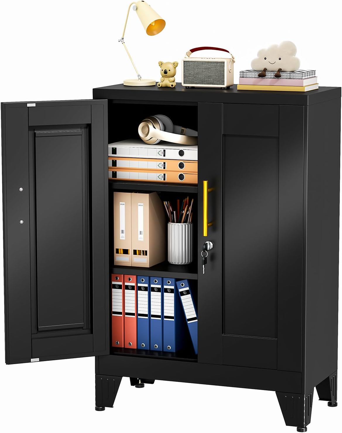 Lockable Metal Storage Cabinet for Home and Office Organization
