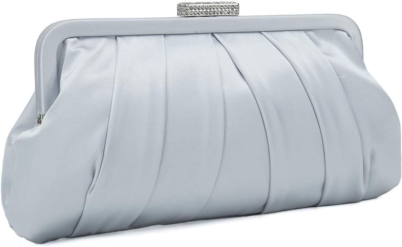 Classic Pleated Satin Clutch Bag for Weddings and Events