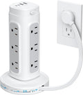 TROND Retractable Power Strip Tower - Space-Saving Surge Protector