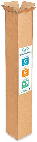 Tall Moving & Shipping Boxes 6 x 6 x 48 in (5-Pack) - Extra Strength