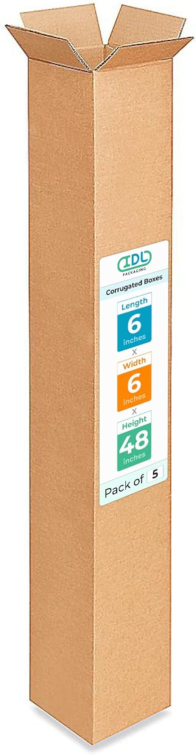 Tall Moving & Shipping Boxes 6 x 6 x 48 inches - 5-Pack