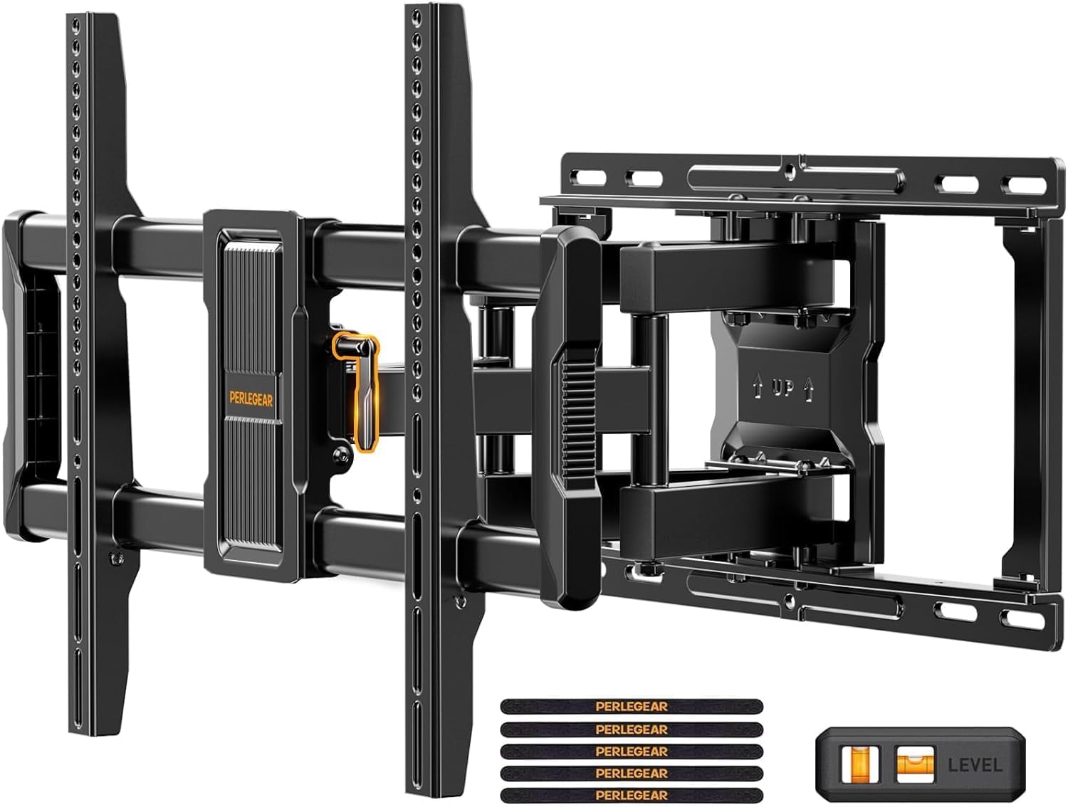 Perlegear UL-Listed Full Motion TV Wall Mount - Tool-Free Tilt & Swivel